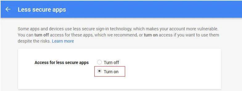 Less Secure Apps